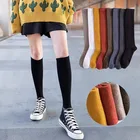 Женские хлопковые осенне-зимние длинные носки в стиле Харадзюку, повседневные плотные теплые носки, Дамский подарок, белые, черные, желтые, серые, красные Школьные носки для девочек