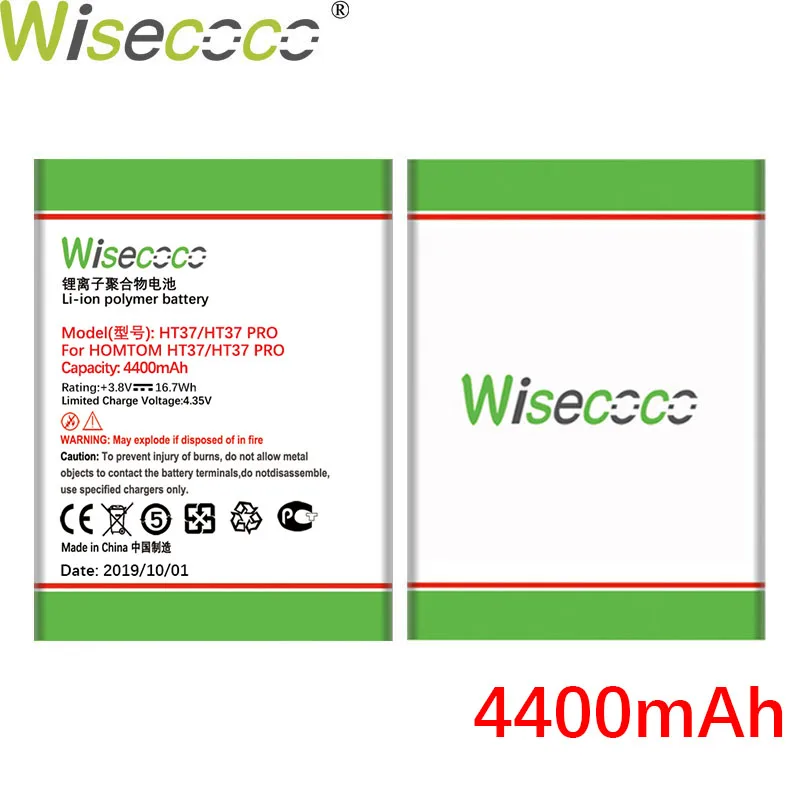 WISECOCO 2 шт. 4400 мАч батарея для HOMTOM HT37 HT 37 Pro Телефон новейшее производство высокое качество батарея+ номер отслеживания