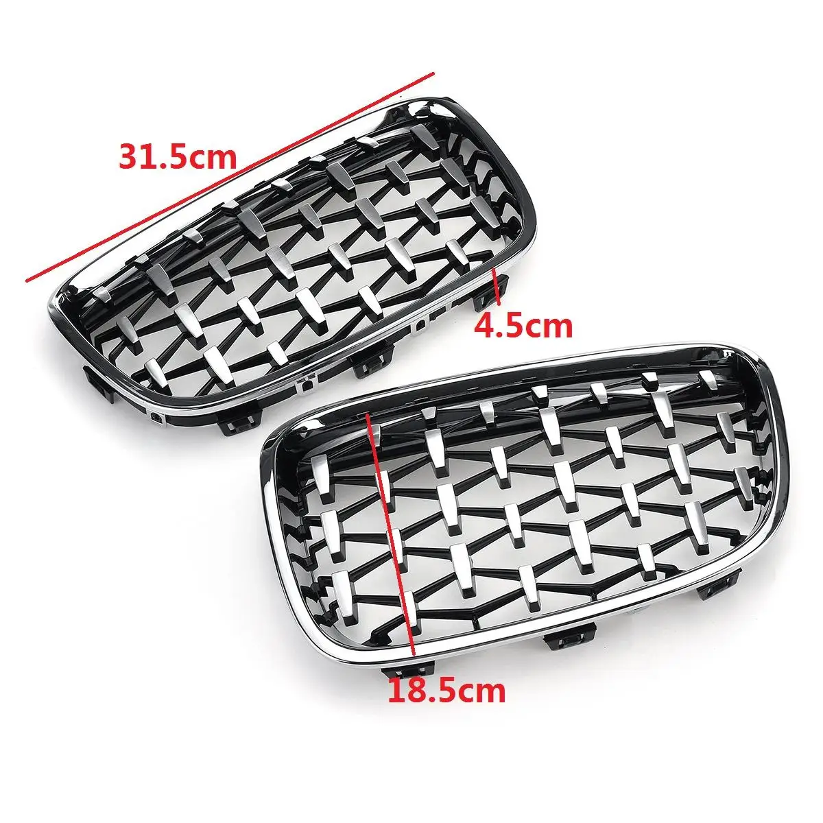 

Pair Front Kidney Diamond Style Grille Grills For BMW 1 Series F20 F21 2010 2011 2012 2013 2014 Car Racing Grills