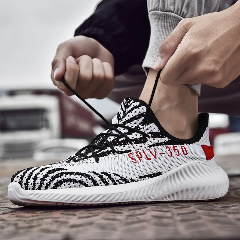 Мужская модная вязаная сетчатая ткань для спортивной обуви Беговая легкая