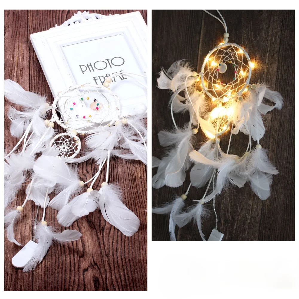 

Girl Heart Wall Dreamcatcher DIY Hanging Decoration Handmade Feather Dream Catcher Braided Wind Chimes Art for Home Room Decor