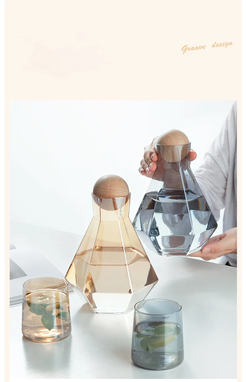 

Influencer Glass Drinkware Juice Teapot Nordic Cold Water Pitcher Becerage Cups Set Household Heat Resistant