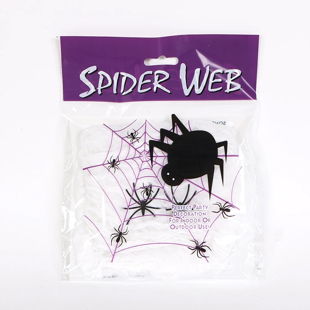 

Halloween Decoration Spider Web Horror Artificial White Stretchy Cobweb Halloween Outdoor Party Supplies Scary Party Scene Props