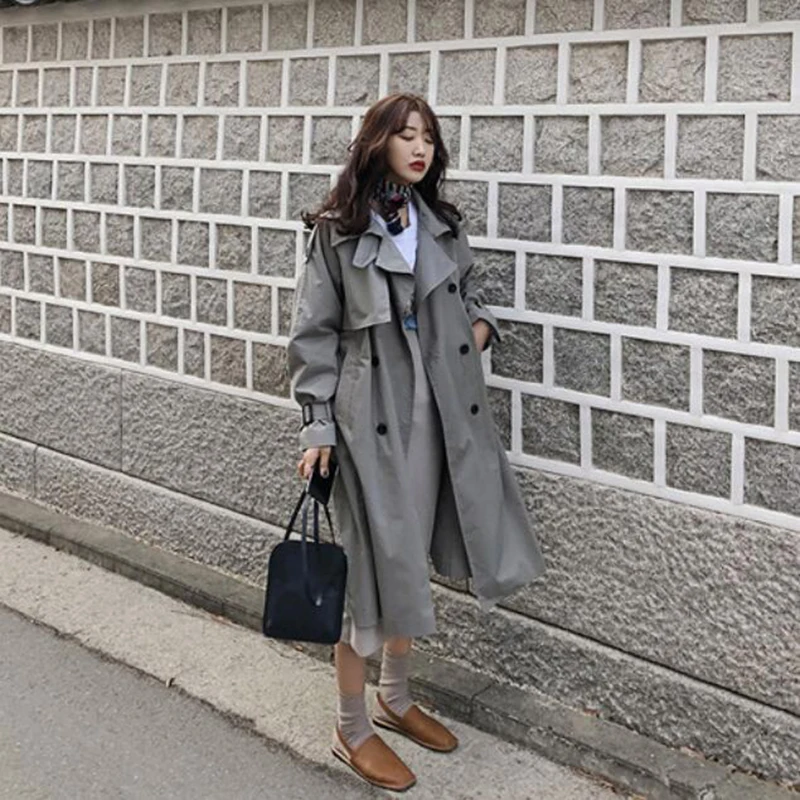 

EORUTCIZ Autumn Fashion Long Trench Women Slim Vintage Jacket Streetwear Spring Casual Oversize Outerwear LM882