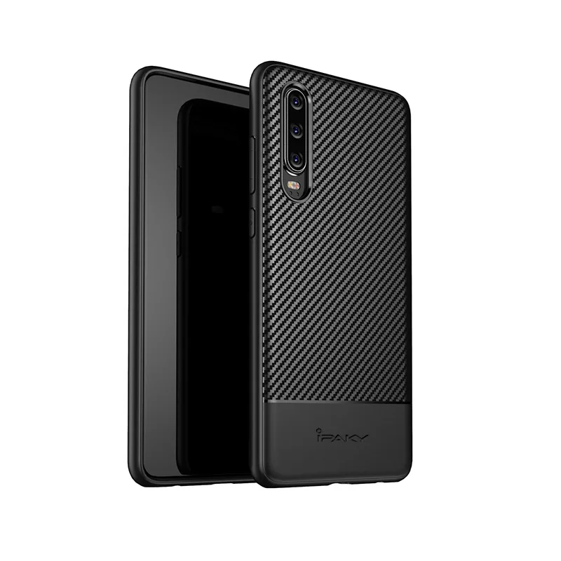 iPaky для huawei P20 Pro Чехол P30 Мягкая силиконовая задняя крышка из углеродного волокна для huawei P30 Pro P 20 30 чехол для телефона s - Цвет: Черный