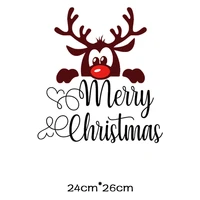 merry christmas cute deer elk patches stripes thermo stickers applique on clothes diy anime iron on transfers for clothing coats