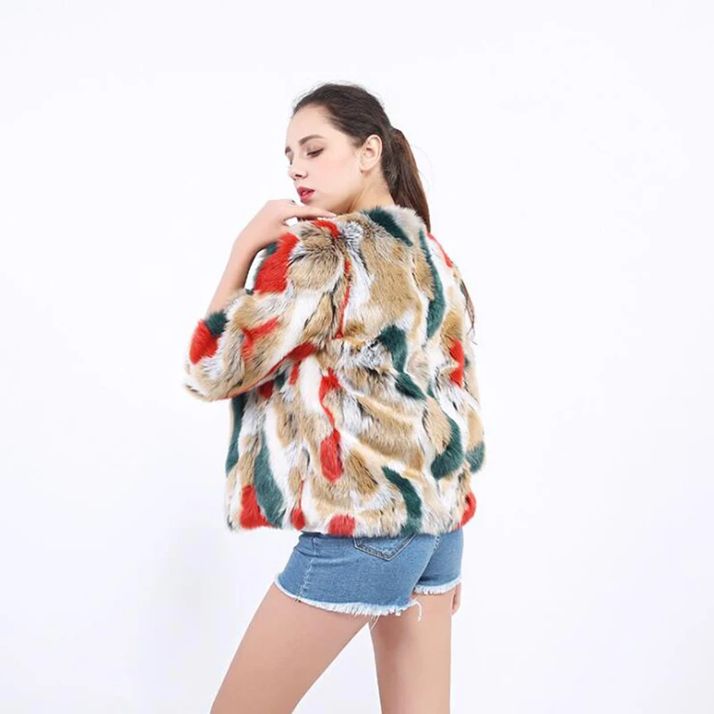 Зимняя шикарная камуфляжная шуба из искусственного кроличьего меха куртка норки