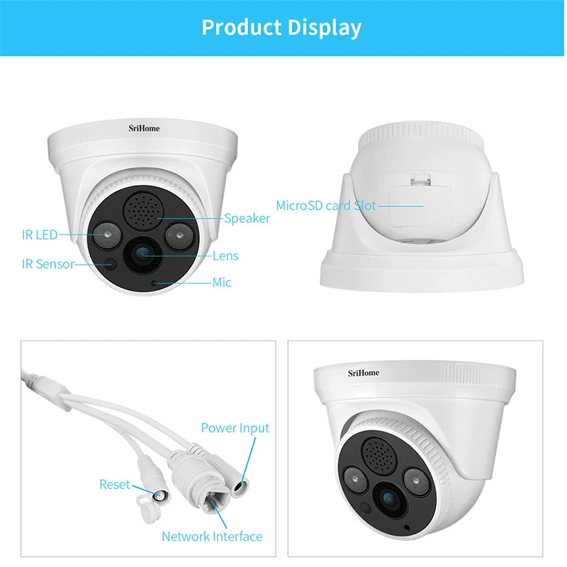 Srihome SH030 3MP HD 1296P Onvif Беспроводная ip камера Интерком 3X Цифровой зум датчик движения