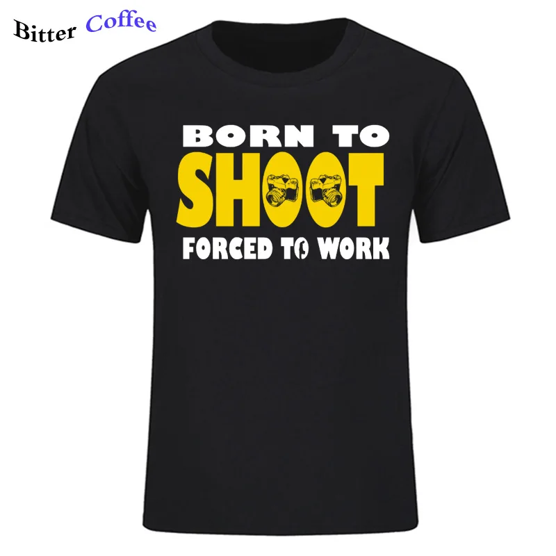

Футболка мужская с коротким рукавом, брендовая забавная брендовая одежда для мужчин с надписью «Born To Shoot», принужденная к работе, лето
