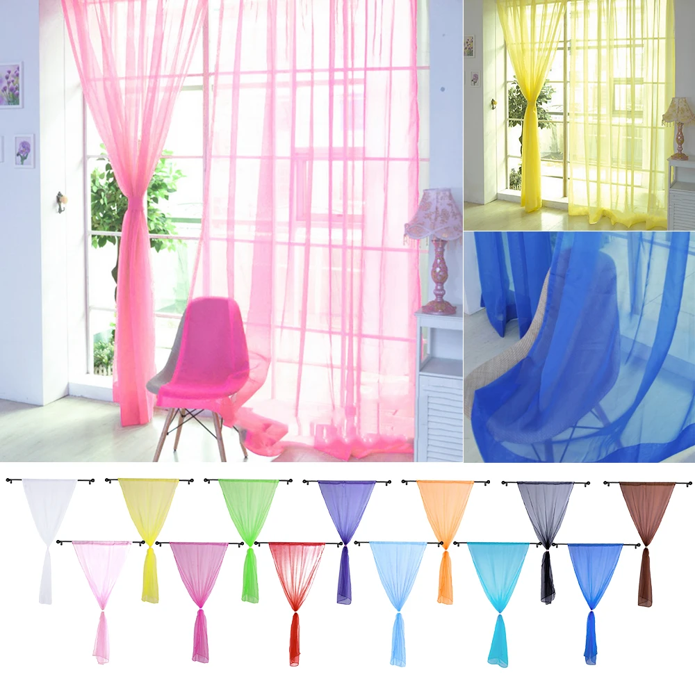 Горячая стеклянная вуаль занавес Окно Марля просвечивается сплошной цвет