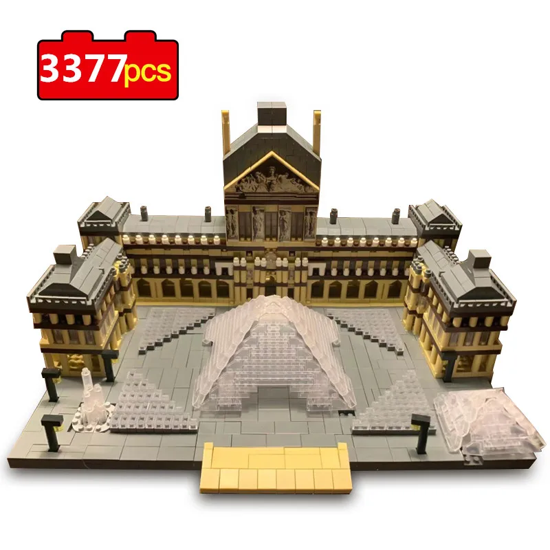 

3377pcs Paris Louvre Museum 3D Model Building Blocks World Architecture Mini DIY Diamond Micro Blocks Bricks Toys for Children