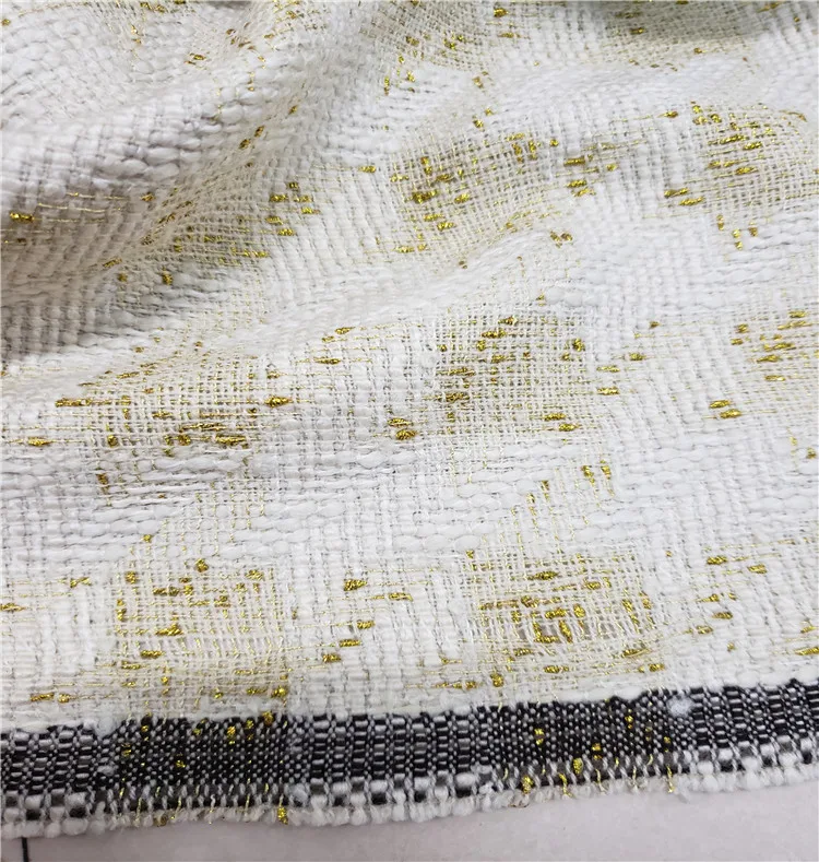 Бесплатная доставка молочно-черный с блестящей линией Плетеный твидовый