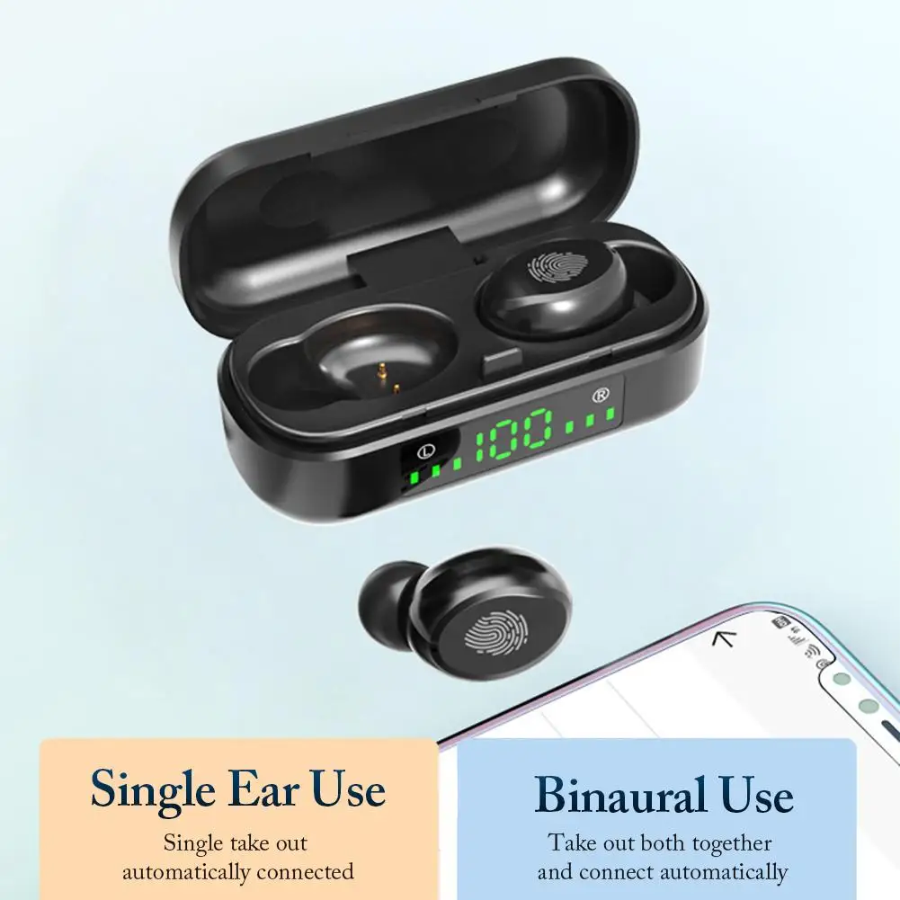 V8 TWS Bluetooth наушники 5 0 беспроводные гарнитура спортивные светодиодный