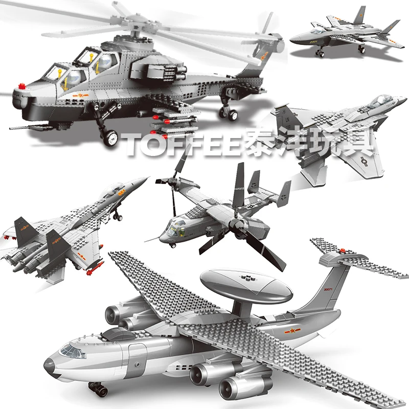 

Air Police Helicopter Plane Aircraft KJ-2000 awacs warning and control system DIY Model Building Blocks Brinquedo Toy Kids