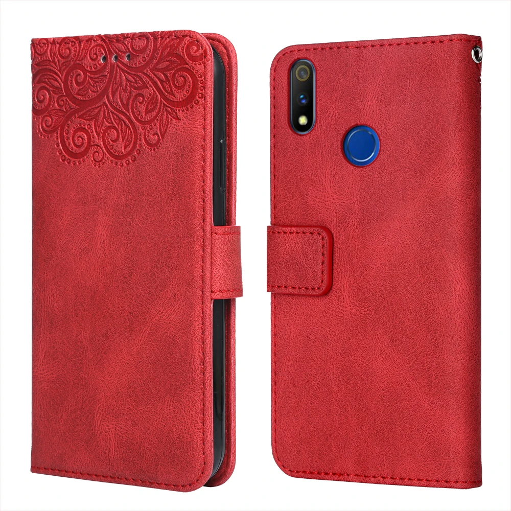 Роскошный кожаный чехол для Realme X Lite цветок тиснение RMX1851 кошелек флип-чехол для телефона чехол для Realme X Lite Полное покрытие