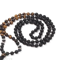 8mm black onyx tiger eye 108 beads tassels mala necklace yoga ruyi healing energy spirituality pray chakas monk lucky unisex
