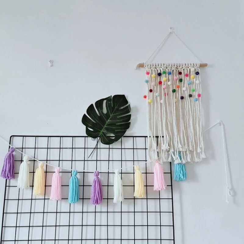 

Colorful Macrame Tapestry Wall Nursery Decor Kids Room Hanging Decoration Bohemian Tapestries Backdrop Handmde Wall Art