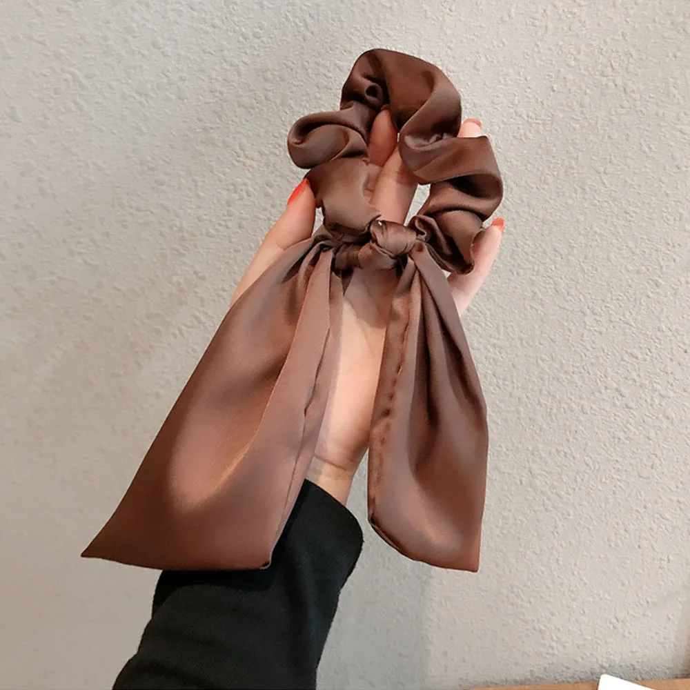 

Red Pink Black Hair Ribbons Satin Hair Rope Women Fashion Scrunchies Rabbit Ears Knotted Hair Rope Bow Ponytail Holder Hair Ring