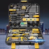 multifunctionhand tool set general household repair with plastic tool box case socket wrench screwdriver knife woodworking tools