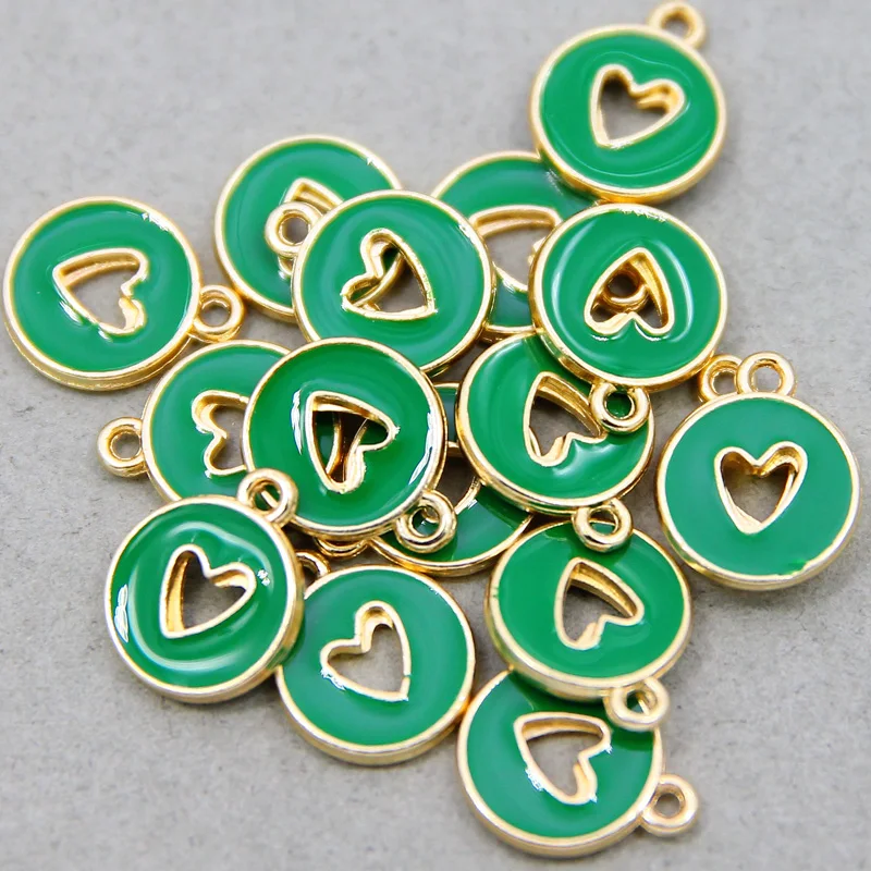 

10pcs 12*15mm Zinc Alloy Enamel Charms Mini Hollow out Sweet Heart Charms For DIY Necklaces Bracelets Jewelry Accessories