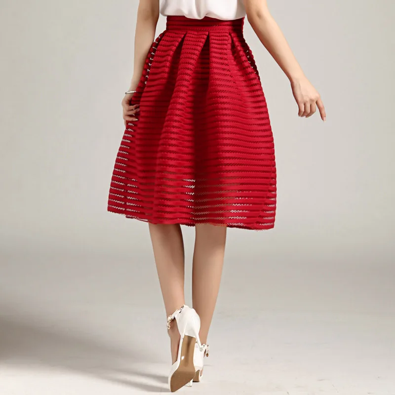 Женская Пышная юбка в полоску MWSFH черная красная с вырезом бальная длинная для
