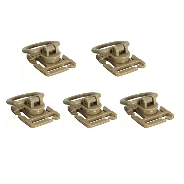 5Pcs Tan Зажим для лямки тактический рюкзак Открытый Поход бушкрафт горный подъем поворотный D кольцо клип molle прикрепить ремень повесить лагерь - Цвет: 5Pcs Tan