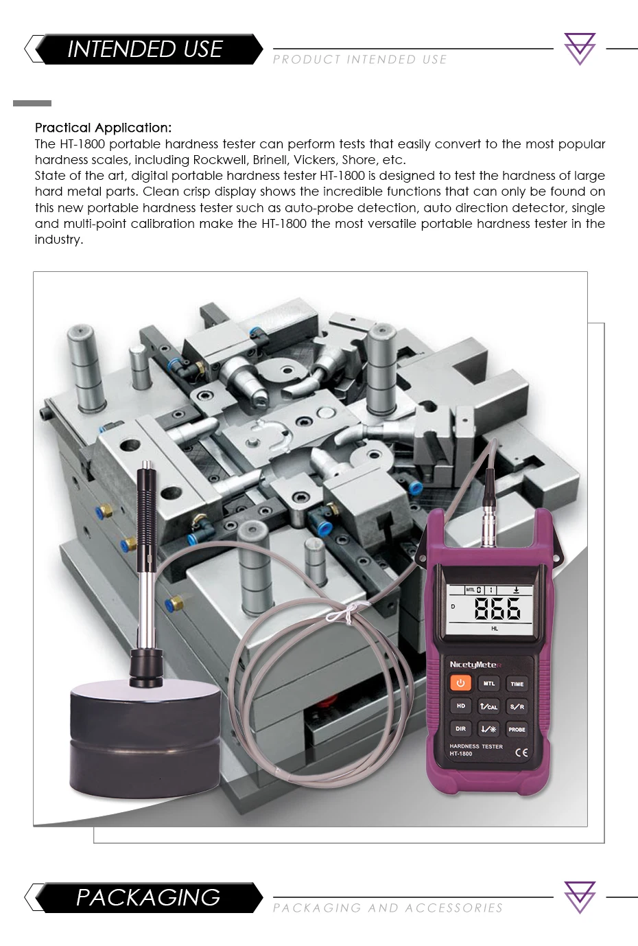 Nicety HT-1800 портативный Rebound Leeb Измеритель Твердости дюрометр HT1800 для металлической стали