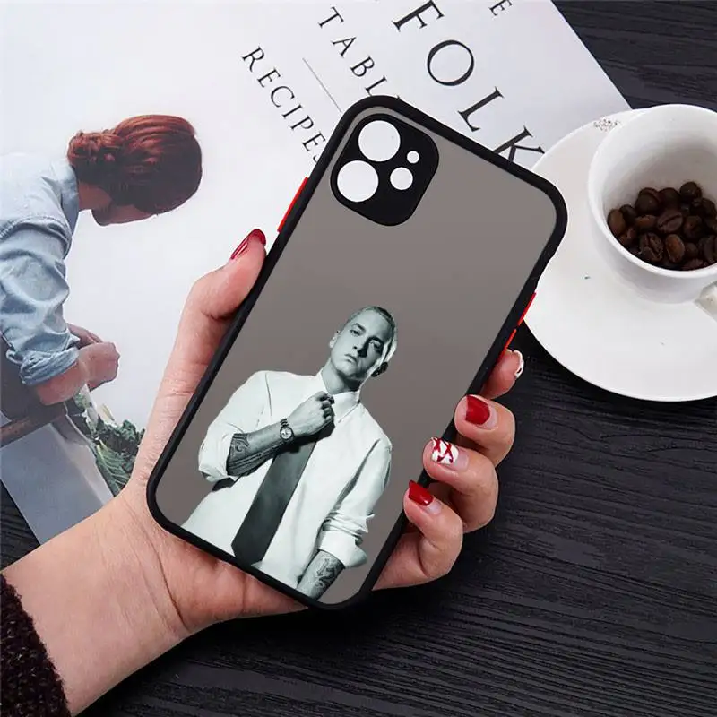 

American rapper Eminem singer actor Phone Case matte transparent For iphone 7 8 11 12 plus mini x xs xr pro max cover