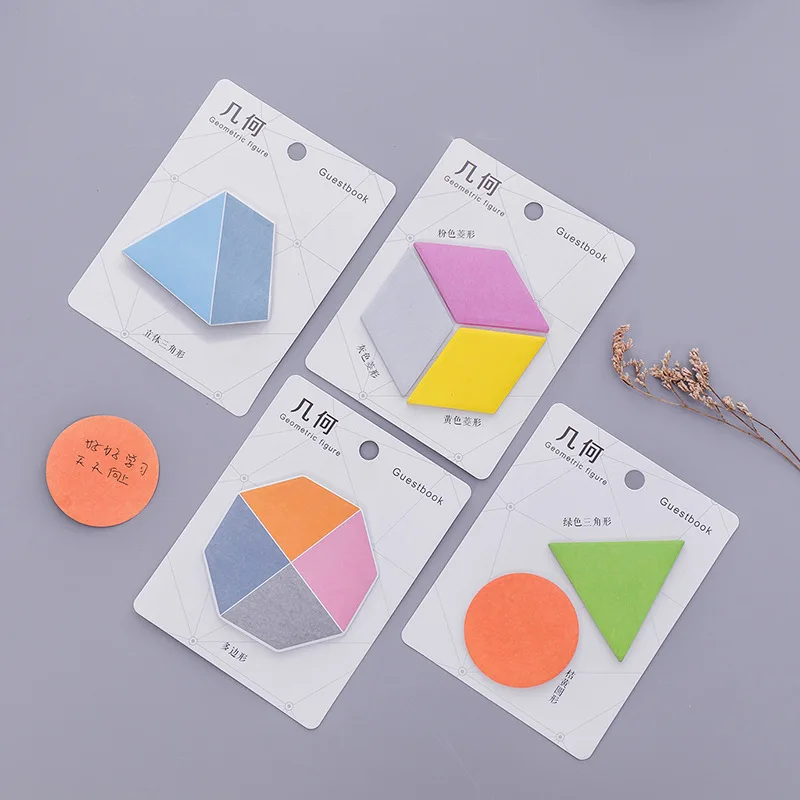 

1Pad N Times Sticker Colorful Message Sticky Memo Pad Creative Simple Geometric Shap Notes Pad School Office Supplies