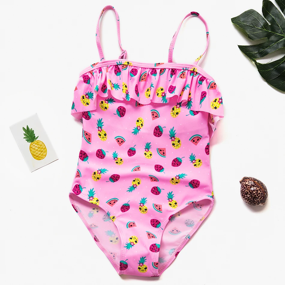 Ruffle Stripe Swimsuit Girls 2020 Kids 2-8Y One-Piece Beach One-Shoulder Swimming Bathing Suits Little Bowknot Swimwear | Спорт и