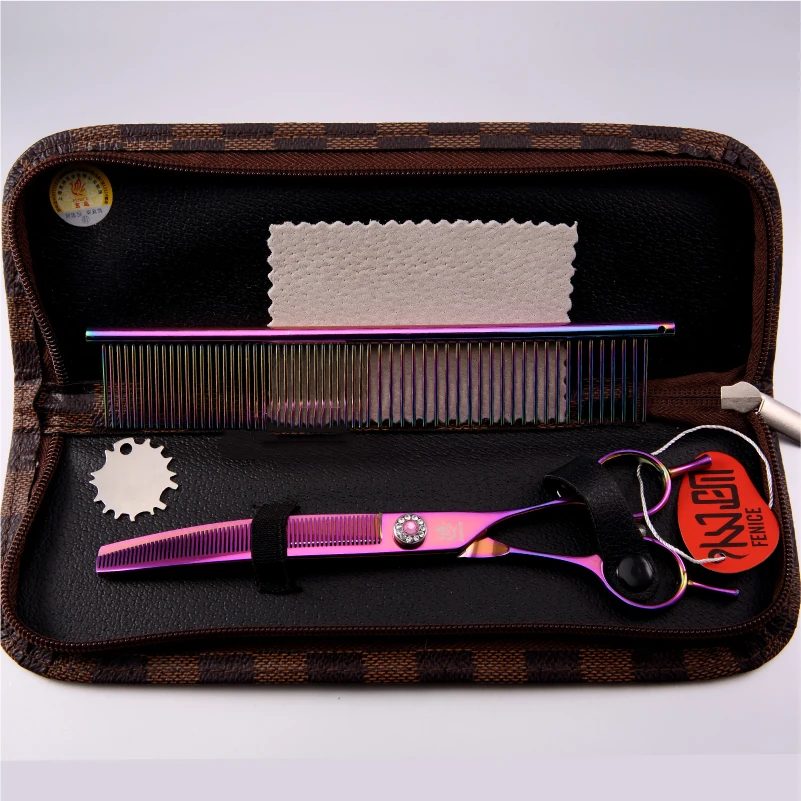 Fenice-Tijeras de peluquer&iacute;a para mascotas JP440c, instrumento profesional para el aseo canino, m&aacute;s finas y curvadas, p&eacute;rdida de pelo del 25%, 7 pulgadas, alta calidad-5