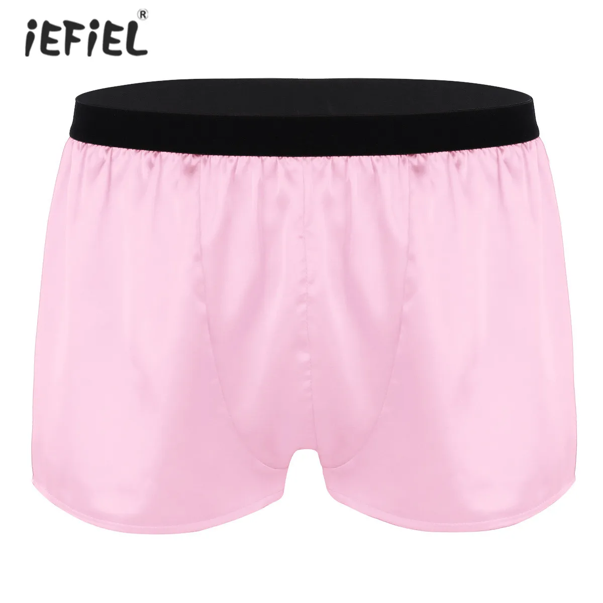 

Sexy Mens Shiny Boxer Shorts Solid Color Low Rise Underwear Lounge Sports Short Pants Elastic Waistband Bulge Pouch Underpants