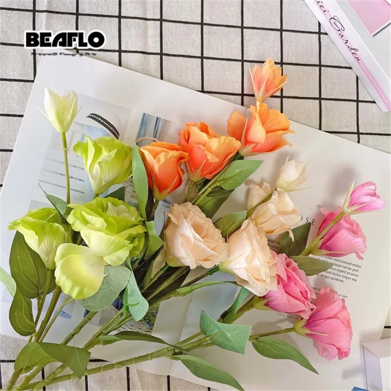 Искусственные шелковые цветы Eustoma 65 см 4 головки градиентные Цветочные