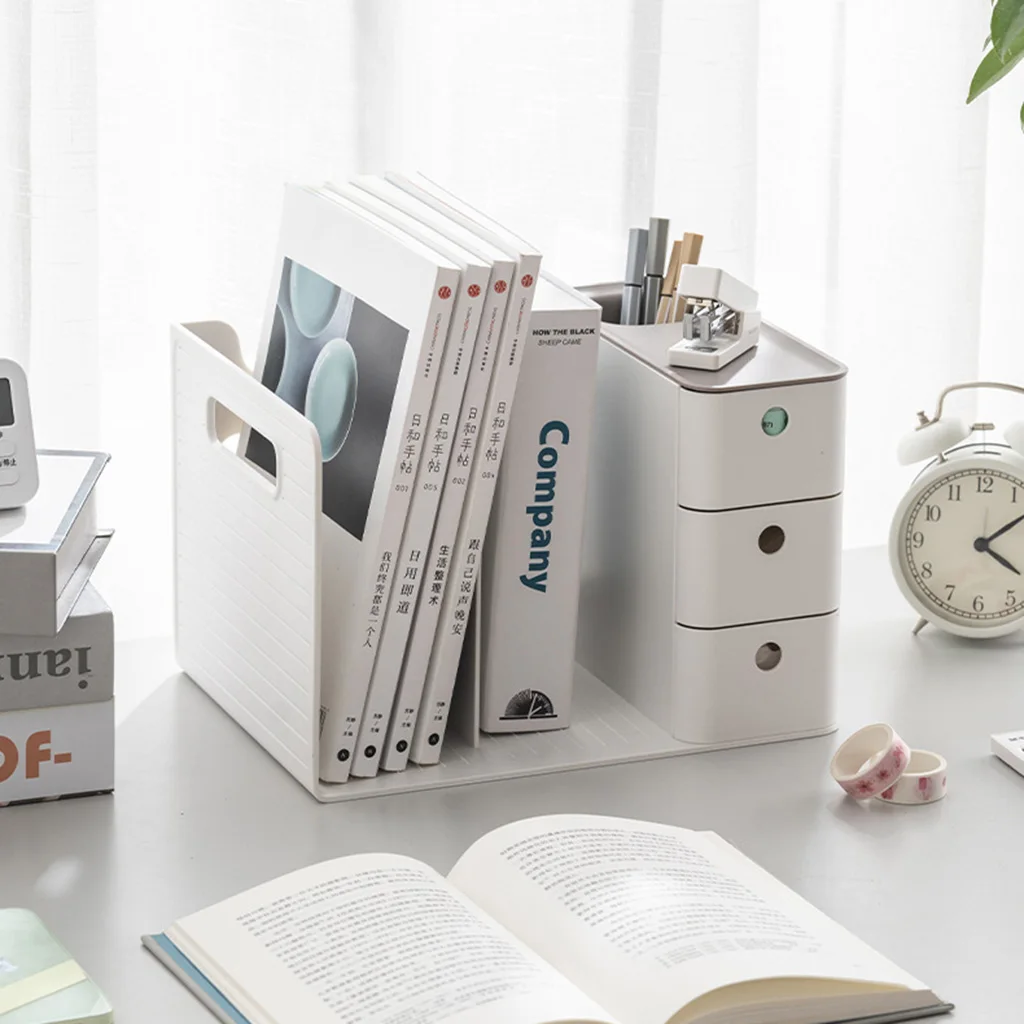 

1 PC Cosmetic Organizer Box with 3 Drawers 2 Grids 1 Makeup Brush Holder File Organizing Shelves for Home Office School