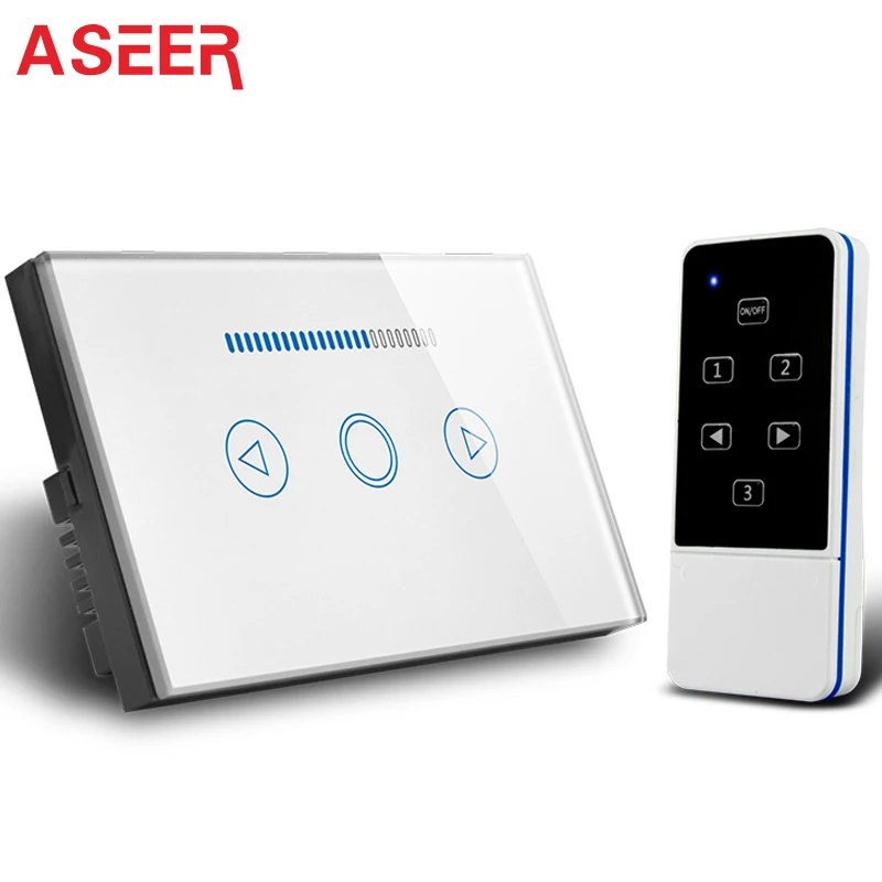 

ASEER,US Standard LED Dimmer Switch,White Crystal Touch Glass, 600W Remote Control Light Dimmer Switch,RF433MHz Smart Switch