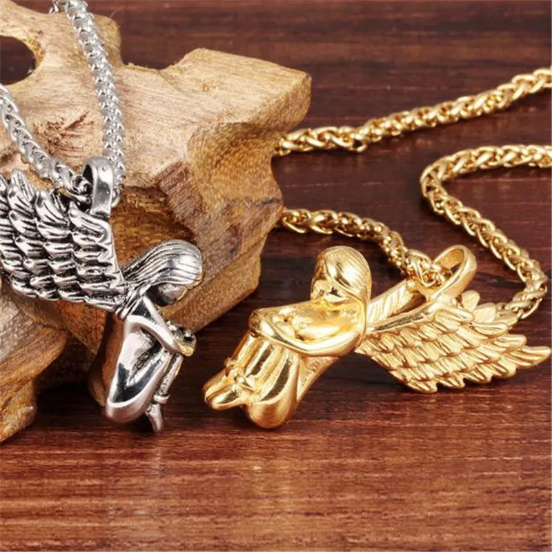 Модные Винтажные вечерние женские ожерелья с крыльями из нержавеющей стали |