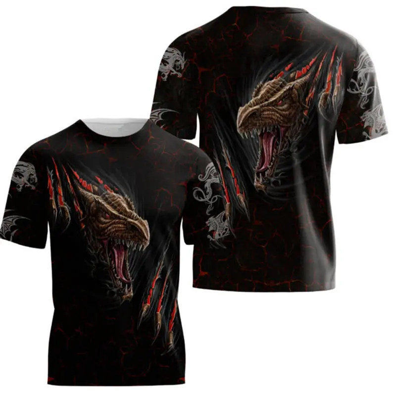 

Summer casual T-shirt dinosaur 3D full print unisex T-shirt fashion Harajuku street sports short-sleeved T-shirt