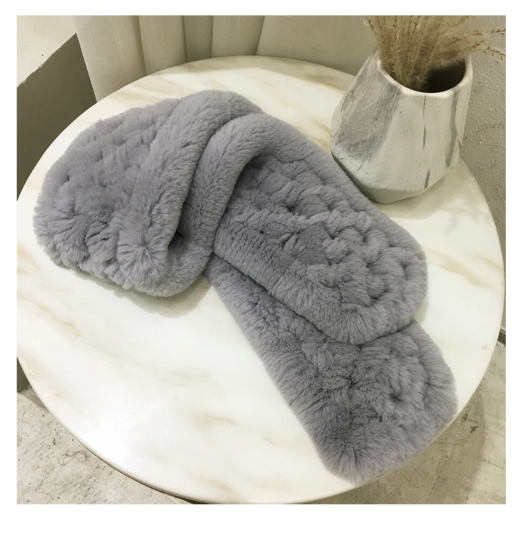 

New Luxury Women's Winter Fur Scarf Genuine Rex Rabbit Fur Scarves Lady Wraps Knitted Girls Scarfs Wraps Neckchief Neck Warmer