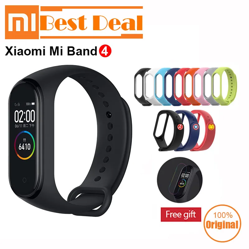Новейший Xiaomi mi-браслет 4, фитнес-браслет с цветным экраном, Bluetooth 5,0, смарт-браслеты 4, сменный mi Band 3