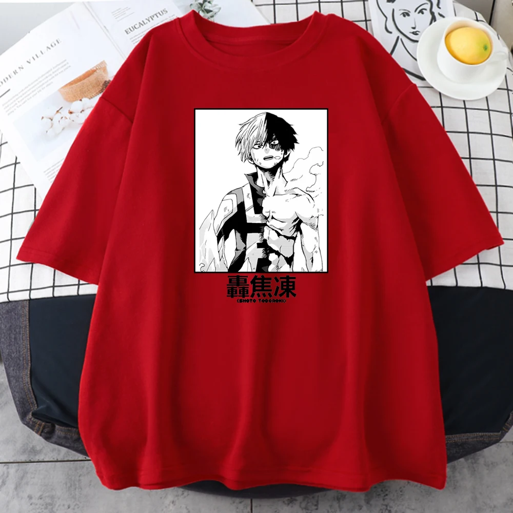 

Футболка женская с принтом шото Тодороки из м/ф «Моя геройская Академия», Свободный Топ с коротким рукавом в стиле Харадзюку, одежда Аниме, б...