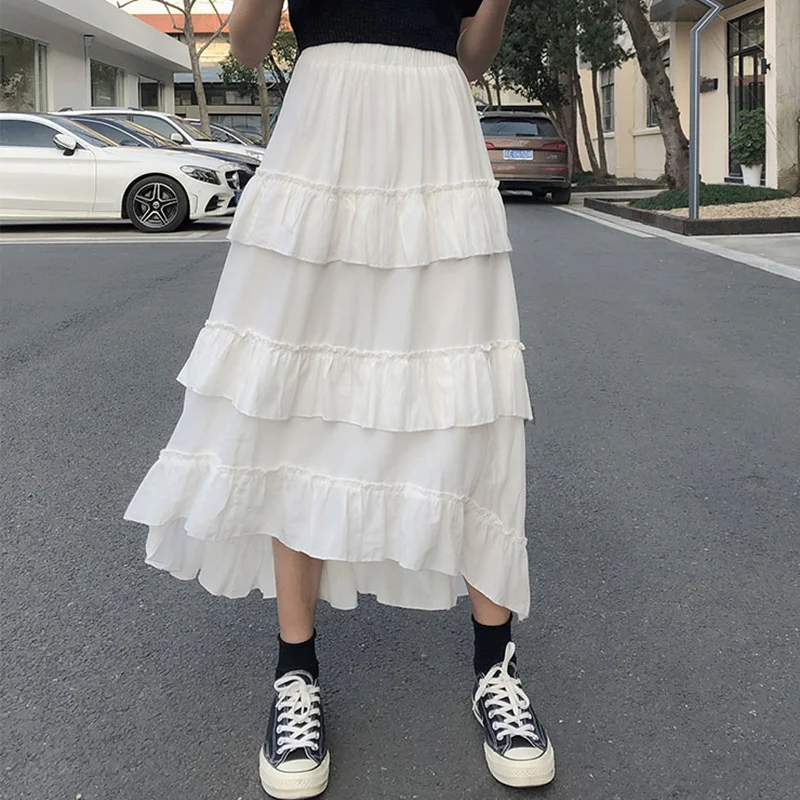 Миди длинные юбки женские макси Goth Lolita летние асимметричные с высокой талией и