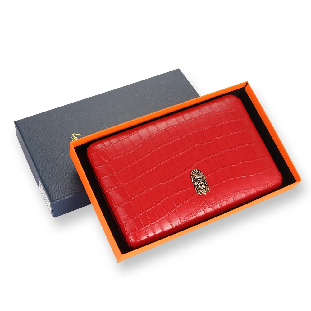 

LUBINSKI Leather Cigar Case Humidor Holder Gadgets Travel Portable 5 Cigars Storage Box Cedar Wood Lined Humidor Box