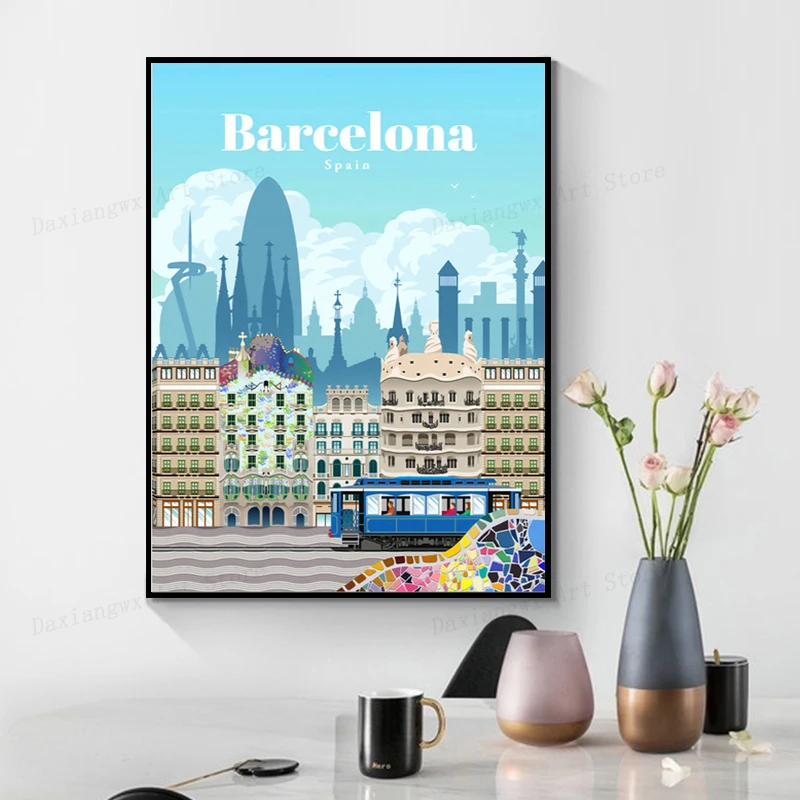 Карта города стандартная Нью-Йорк Париж Испания Скандинавская Настенная картина