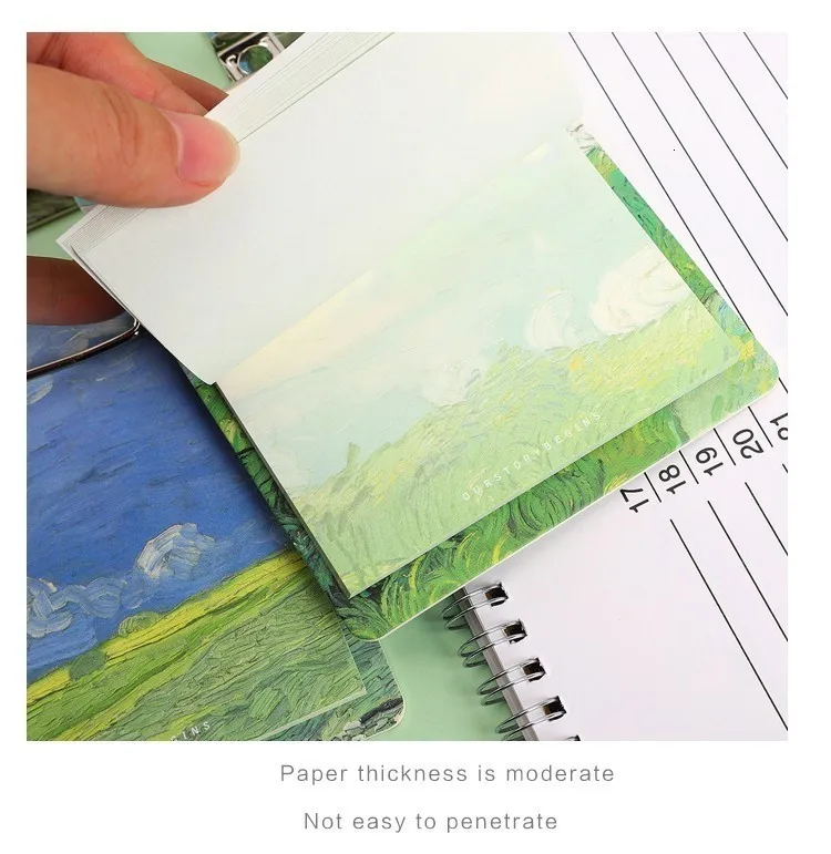 JIANWU Van Gogh Board Clip Sticky Note Clipboard Memo Pads Fruit Notebook Printed Kawaii note pad clip School Office Supplies