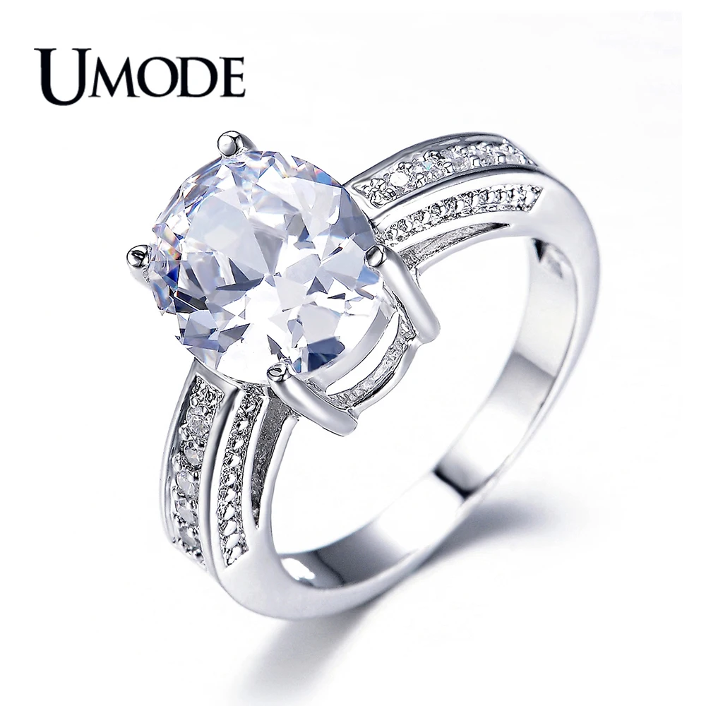 UMODE 4 зубца настройки 13*10 мм 5 карат овальной резки Большой AAA + фото для женщин