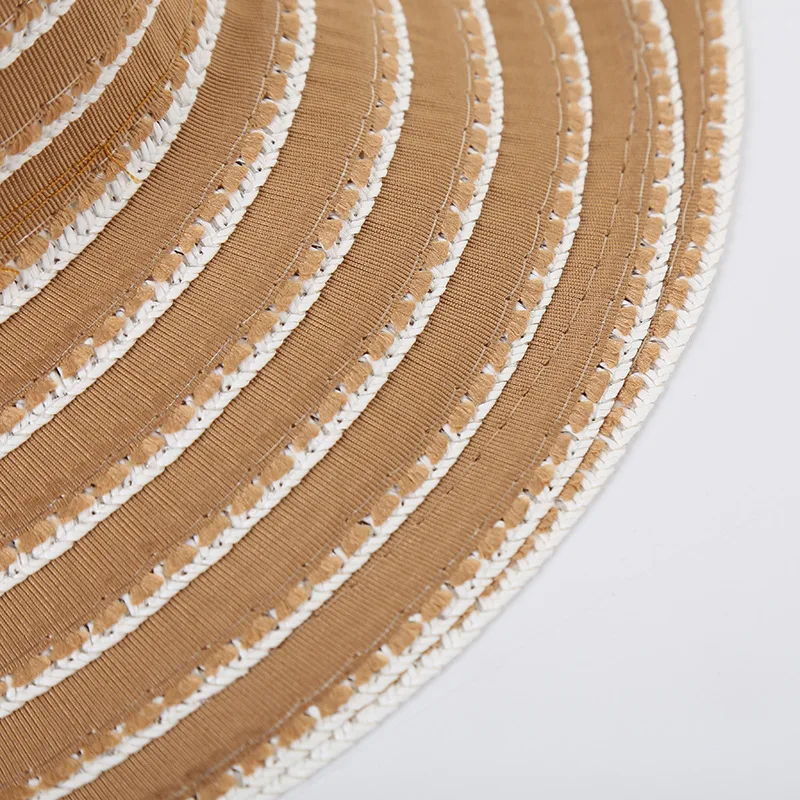 Шляпа женская Соломенная с бантом и широкими полями Пляжный головной убор для