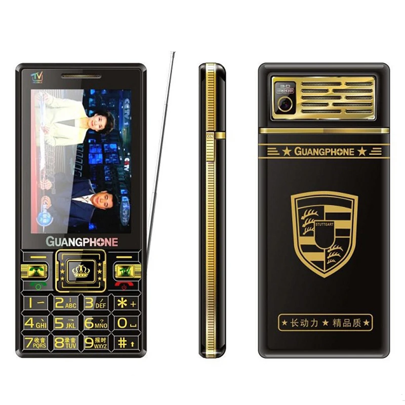 Большой сенсорный экран Большая клавиатура Мобильный телефон Аналоговое ТВ Долгое время работы в режиме ожидания Камера Громкий звук Серебристый металлический телефон для пожилых людей Бесплатный чехол.