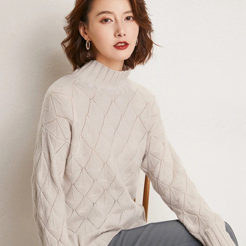 adohon 2019 woman winter 100% Cashmere sweaters and autumn knitted Pullovers High Quality Warm Female thickening Turtleneck