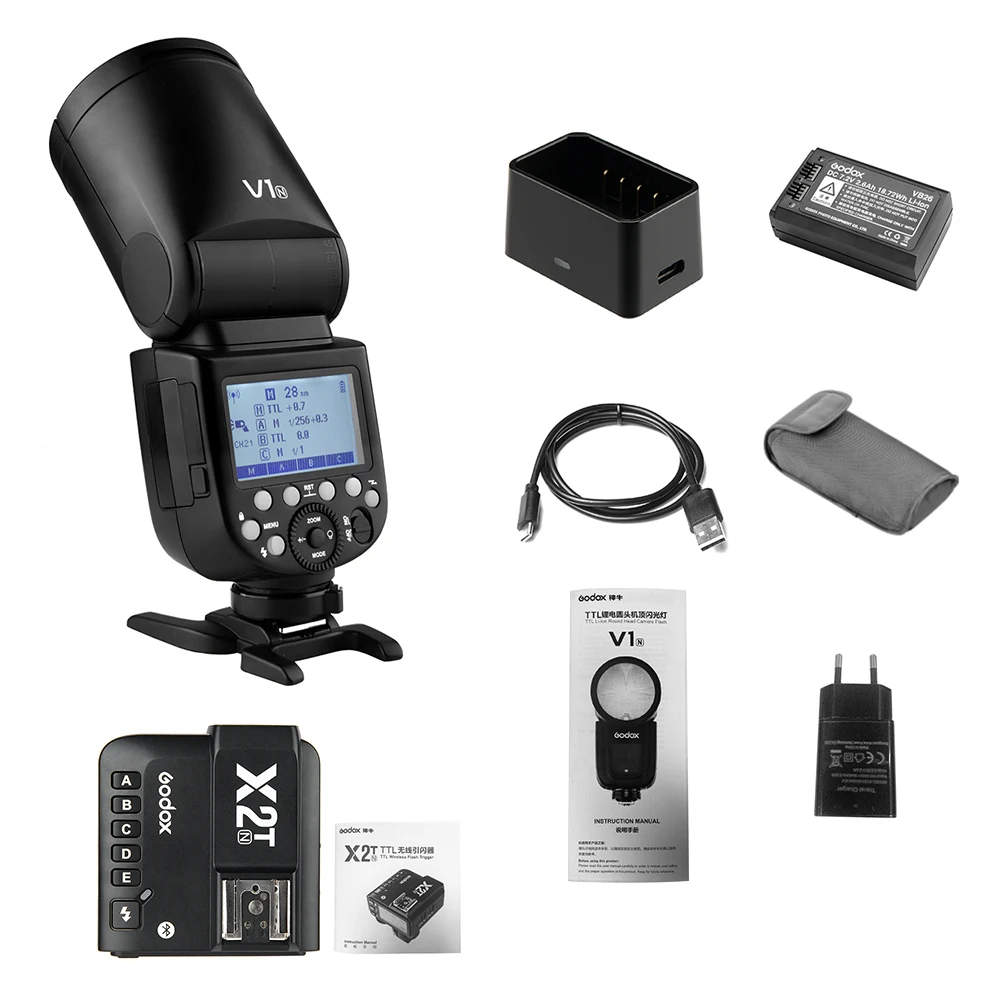 Профессиональная вспышка Godox V1N для камеры Speedlite + Беспроводная speedi-TTL с круглой