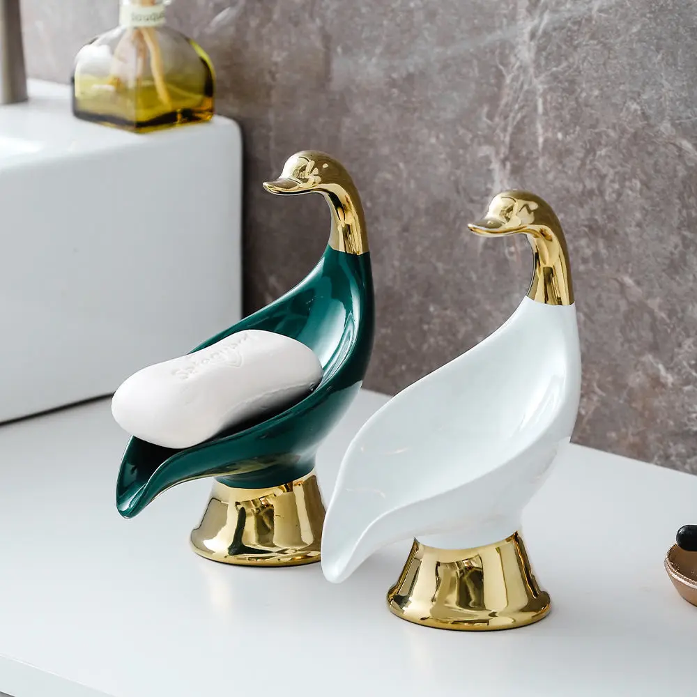 Soporte de jab&oacute;n en forma de hoja para ba&ntilde;o, bandeja de placa de almacenamiento, suministros de ducha, estante de ba&ntilde;o-0